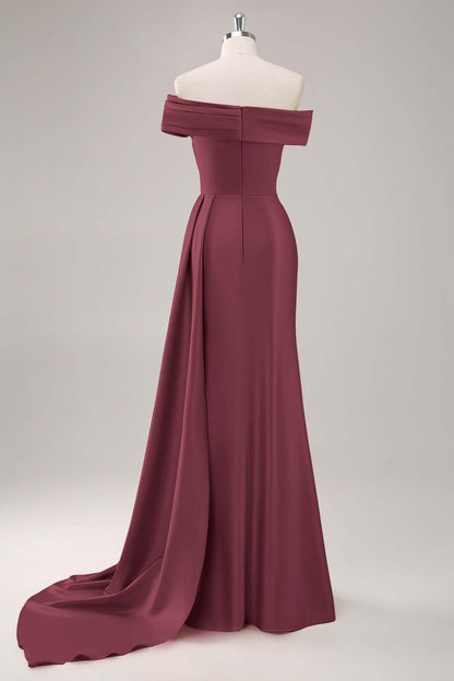 Dusk Sheath One Shoulder Long Formal Dress with Streamer
