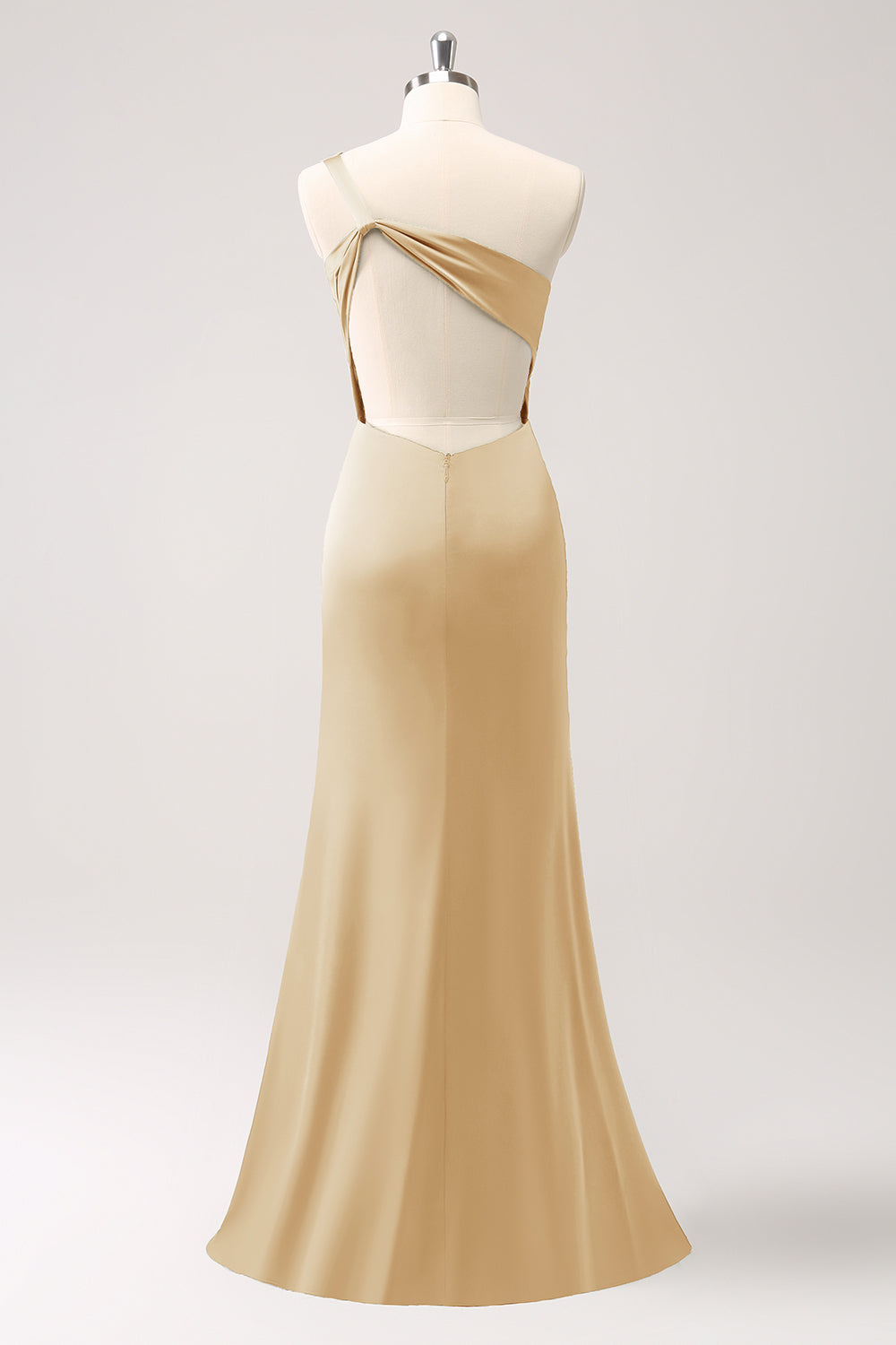 Olive One Shoulder Mermaid Long Bridesmaid Dress with Slit