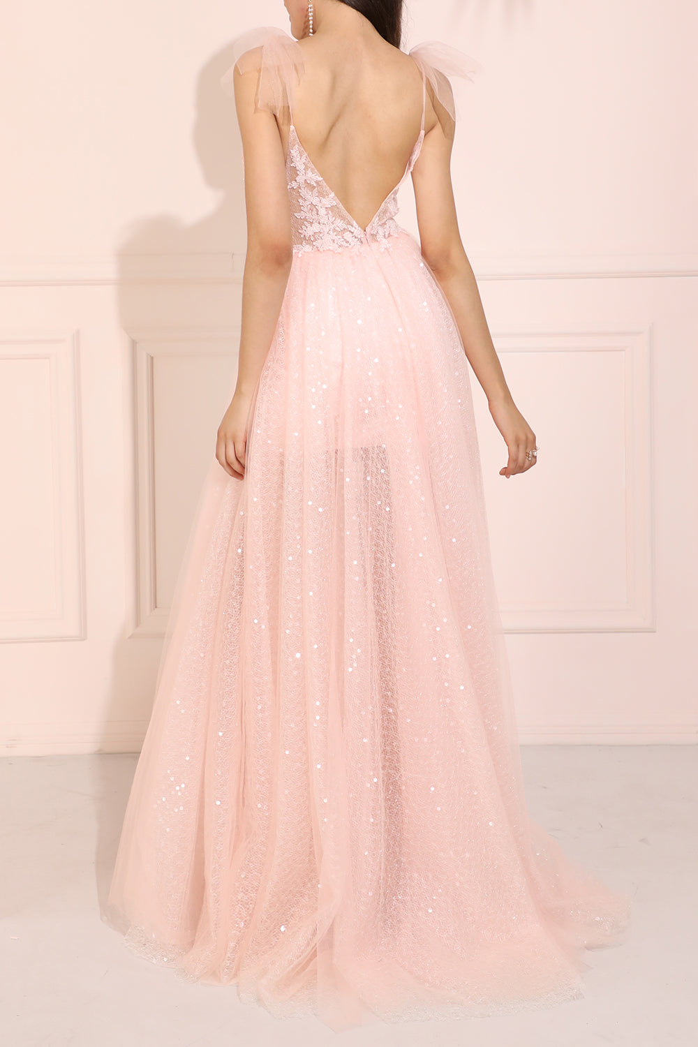 Glitter Pink Long Prom Dress