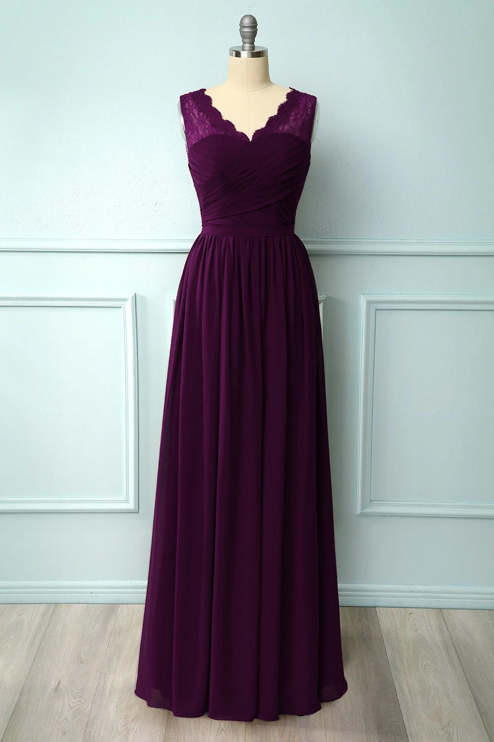 Long V-neck Bridesmaid Dress