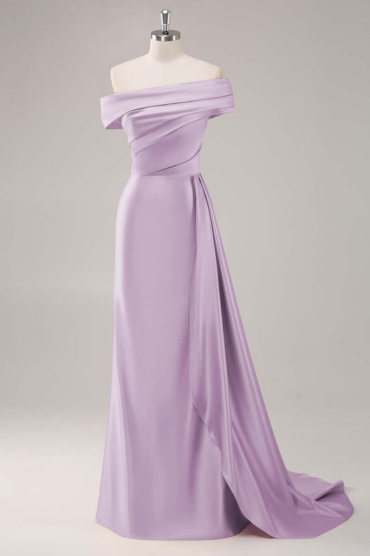 Dusk Sheath One Shoulder Long Formal Dress with Streamer