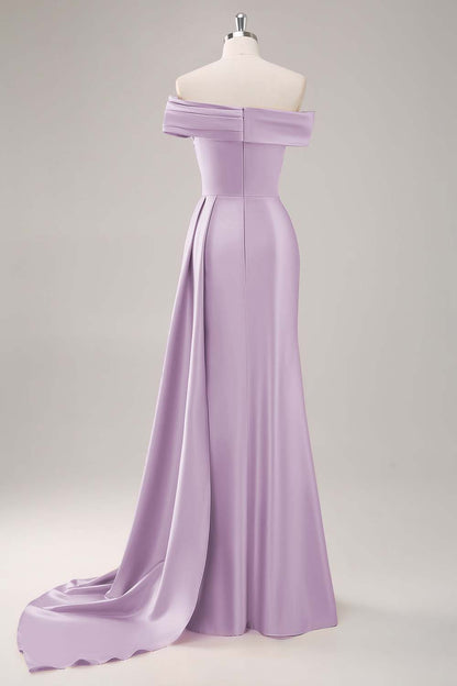 Dusk Sheath One Shoulder Long Formal Dress with Streamer