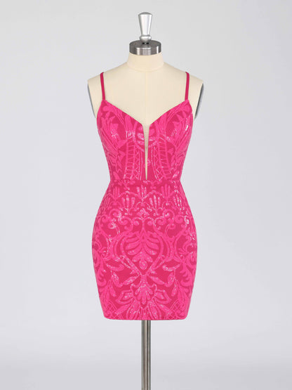 Elira V-Neck Sleeveless Mini Sequin Homecoming Dresses