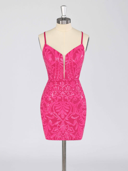 Elira V-Neck Sleeveless Mini Sequin Homecoming Dresses