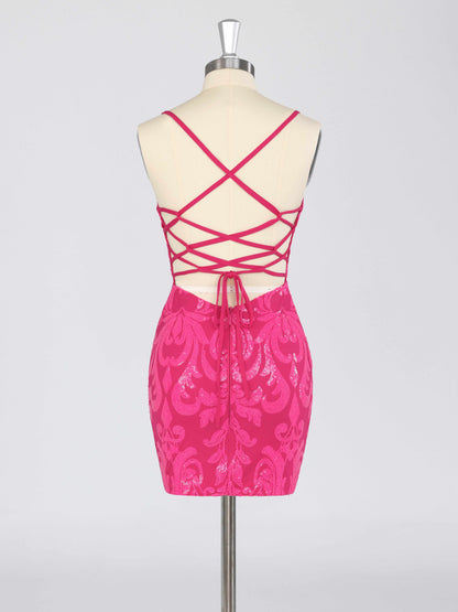 Elira V-Neck Sleeveless Mini Sequin Homecoming Dresses