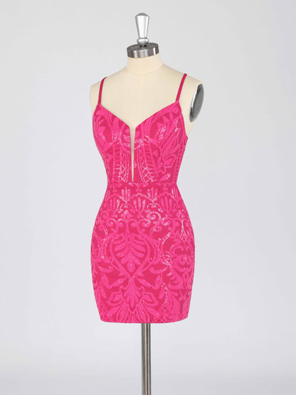 Elira V-Neck Sleeveless Mini Sequin Homecoming Dresses