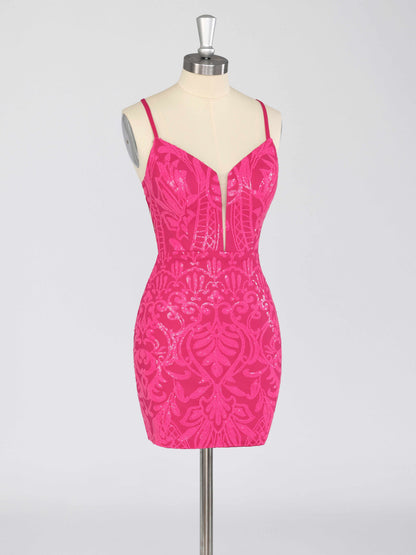 Elira V-Neck Sleeveless Mini Sequin Homecoming Dresses