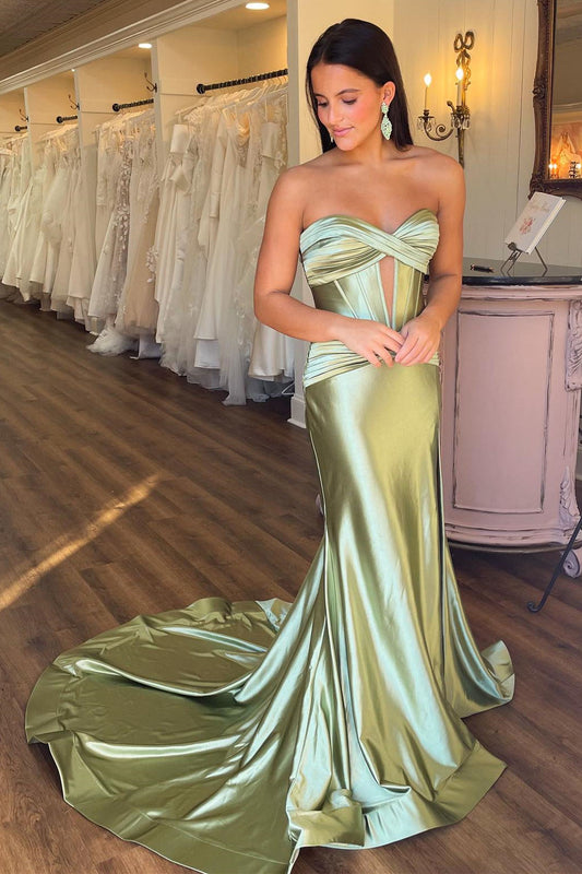 Brylee| Sweetheart Satin Mermaid Long Prom Dress