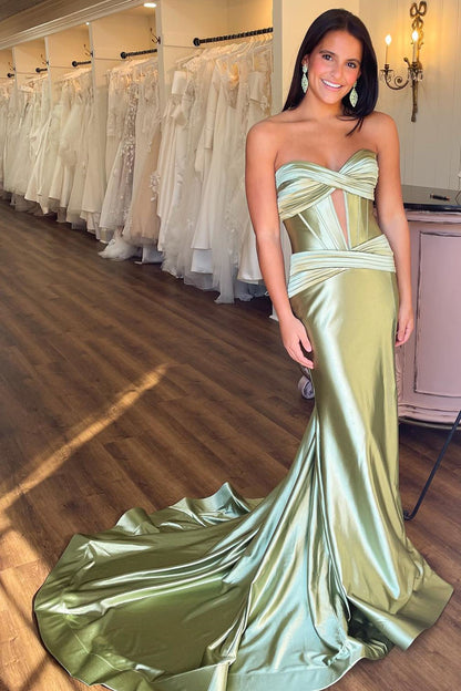 Brylee| Sweetheart Satin Mermaid Long Prom Dress