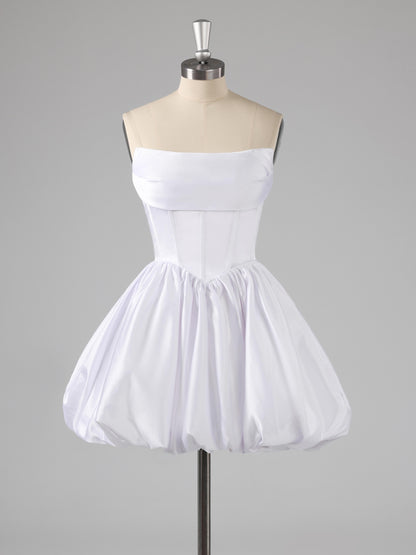 Galen Simple A-Line Strapless Satin Mini Party Dresses