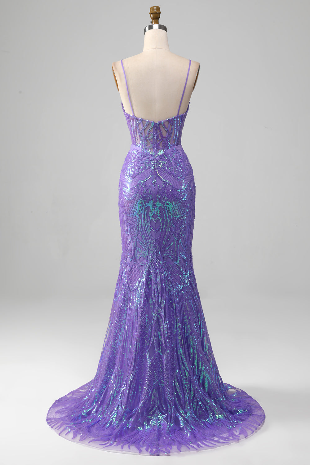 Mermaid Sparkly Purple Corset Prom Dress