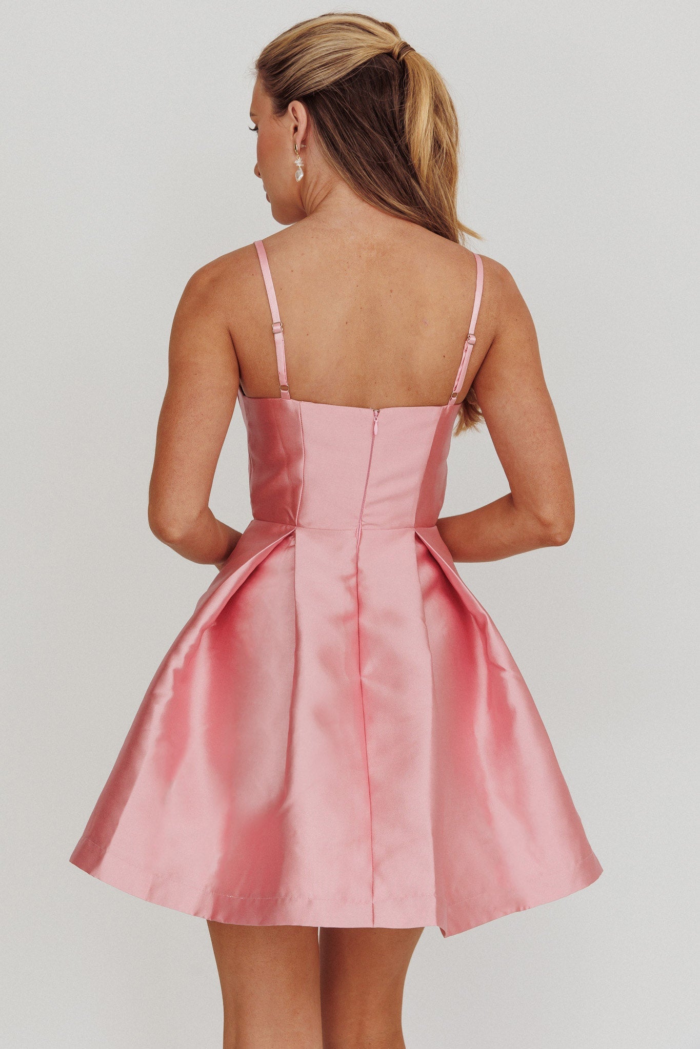 Love Talk Flared Bow Mini Dress Pink