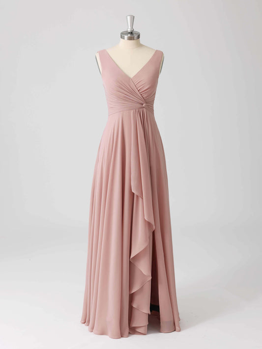 Laverna A-line V-Neck Sleeveless Asymmetrical Bridesmaid Dresses