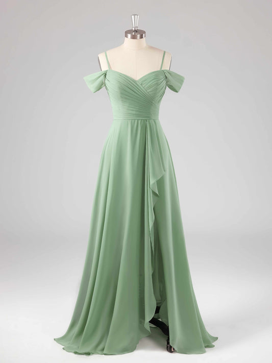 Lexie Classic Ruffles A-line Bridesmaid Dresses with Slit