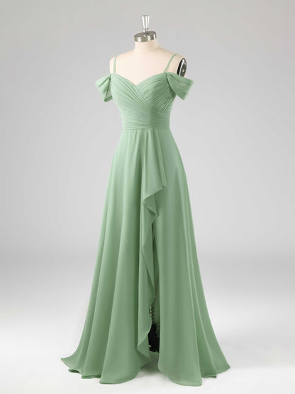 Lexie Classic Ruffles A-line Bridesmaid Dresses with Slit