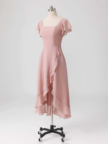 Linara Flowing Square Asymmetrical Chiffon Bridesmaid Dresses