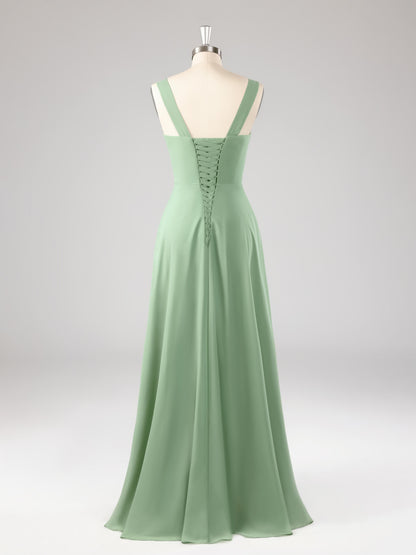Linnea Square Neckline Sleeveless Ruffles Bridesmaid Dresses
