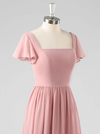 Lissette Modest Flutter Sleeves Bridesmaid Dresses with Slit