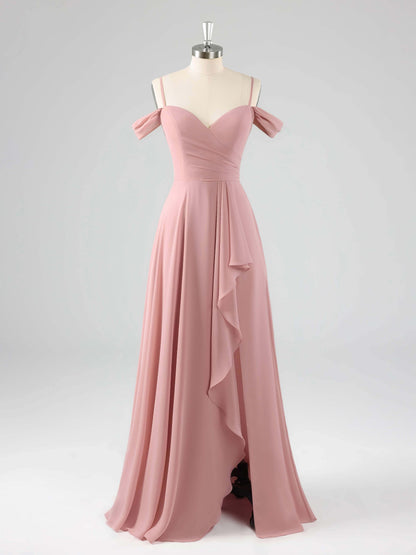 Livia Chic Off-The-Shoulder Ruffles A-line Bridesmaid Dresses