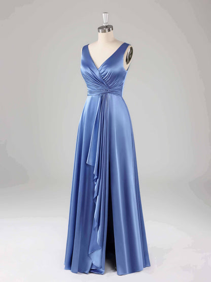 Lolly Chic V-Neck Sleeveless Ruffles A-line Bridesmaid Dresses