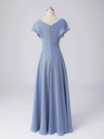 Lorena Simple A-line Ruffles Cap Sleeves Bridesmaid Dresses