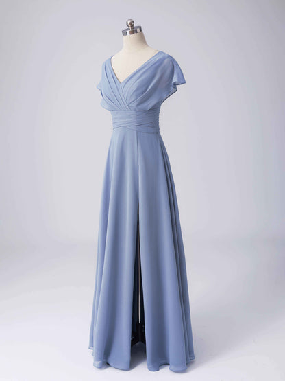 Lorena Simple A-line Ruffles Cap Sleeves Bridesmaid Dresses