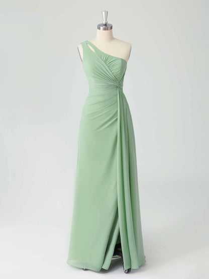 Lorina Chic One Shoulder Long Chiffon Bridesmaid Dresses