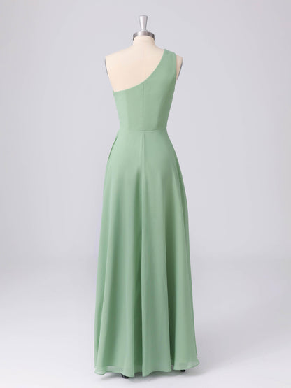 Lunara A-line One Shoulder Ruffles Chiffon Bridesmaid Dresses