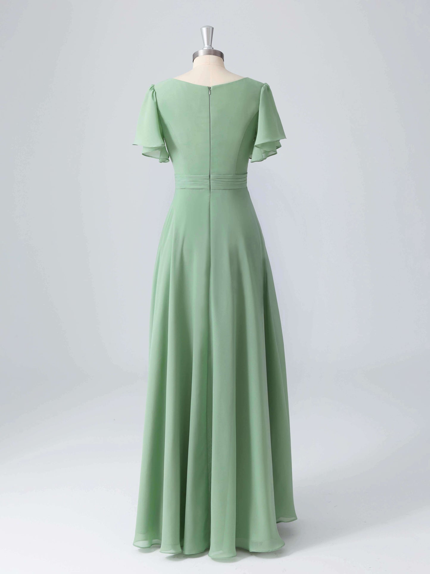 Lyssara Boat Neck A-line Chiffon Bridesmaid Dresses with Slit