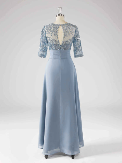 Maisie Illusion Neckline A-line Asymmetrical Dresses with Sequins