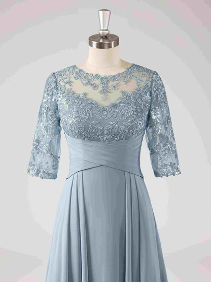 Maisie Illusion Neckline A-line Asymmetrical Dresses with Sequins