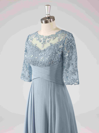 Maisie Illusion Neckline A-line Asymmetrical Dresses with Sequins