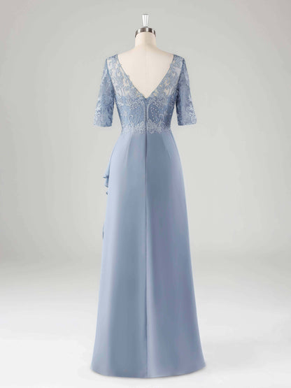 Malia Classy V-Neck Chiffon Mother of the Bride Dresses with Slit