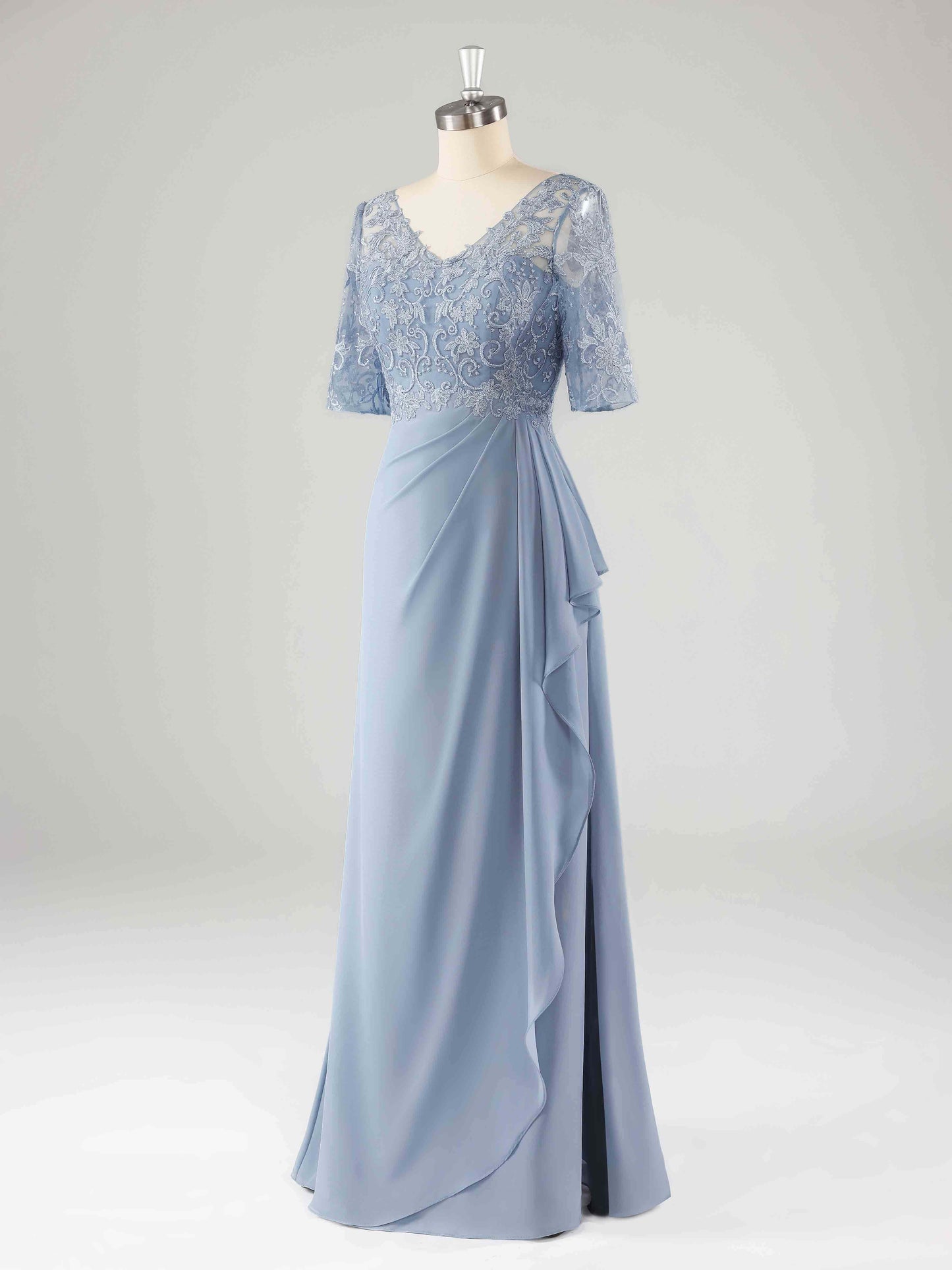 Malia Classy V-Neck Chiffon Mother of the Bride Dresses with Slit