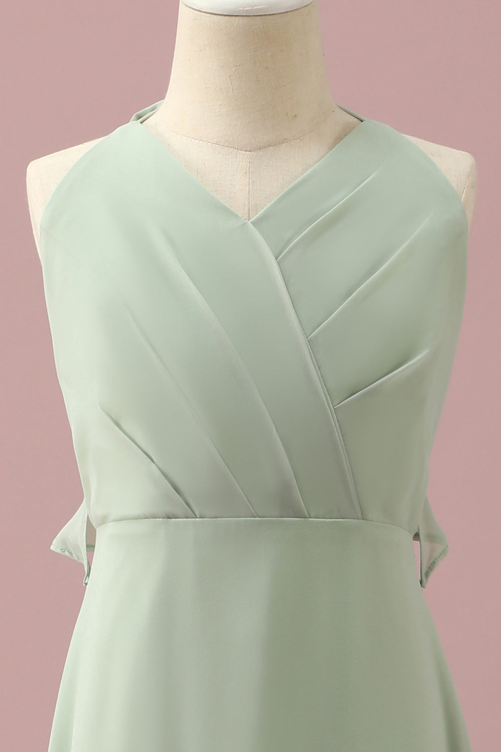 Sage Halter Chiffon A-Line Junior Bridesmaid Dress