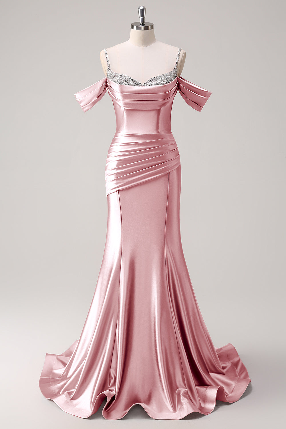 Fuchsia Cold Shoulder Mermaid Long Prom Dress