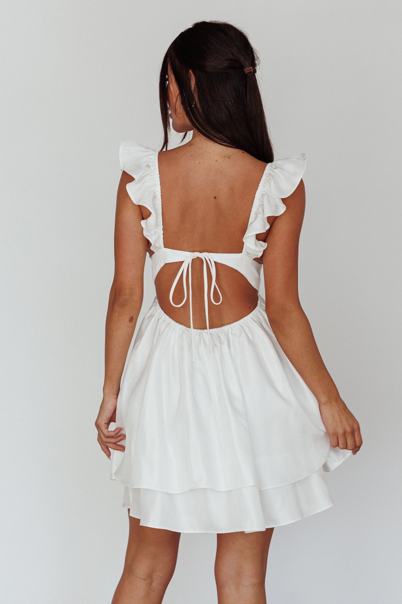 Siren Song Frill Strap Mini Dress White