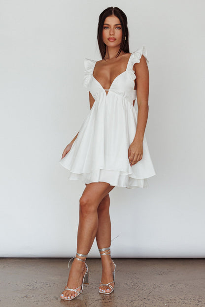Siren Song Frill Strap Mini Dress White