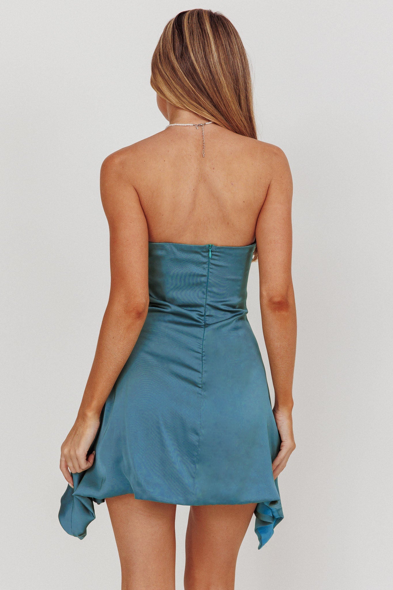 Toni Strapless Mini Dress Blue