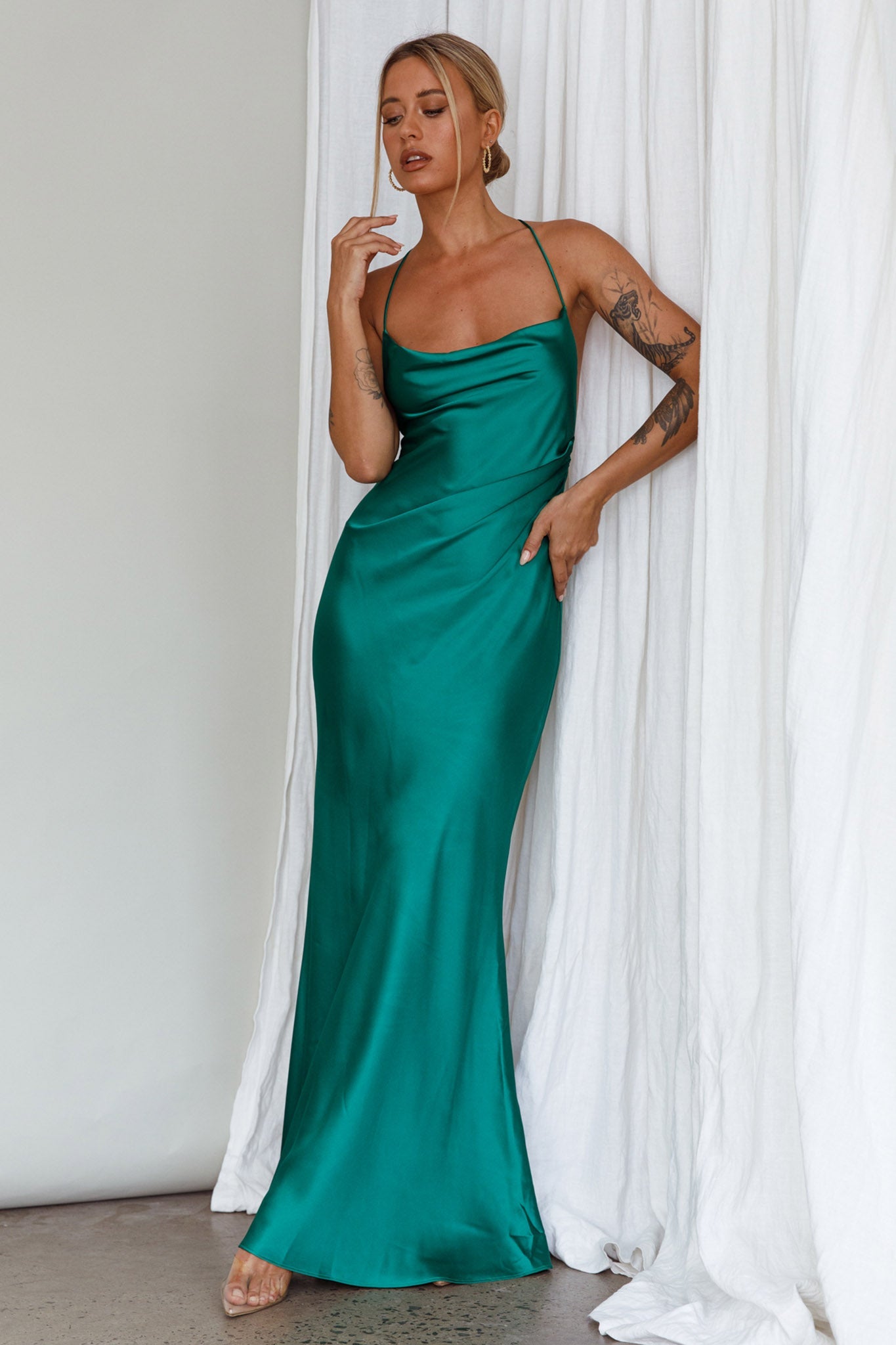 Palma Low Back Strappy Maxi Dress Emerald