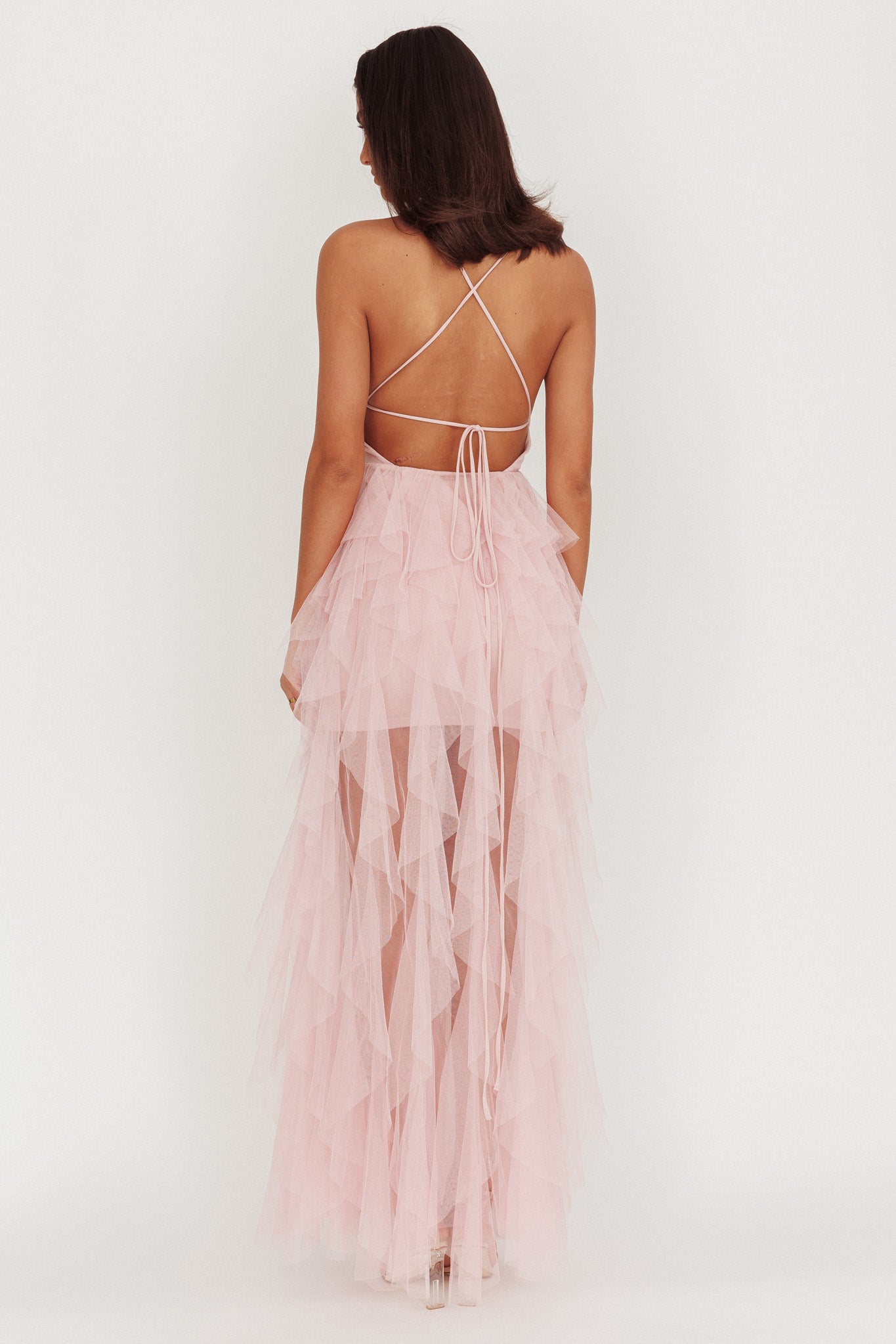 Auguste Cascading Frill Maxi Dress Blush