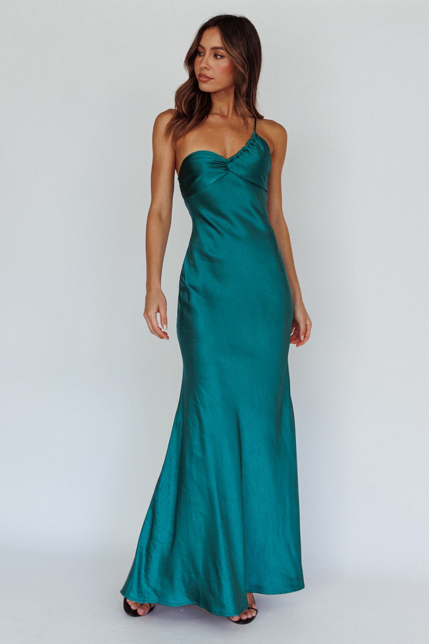 Twilight Tango One-Shoulder Maxi Dress Forest Green