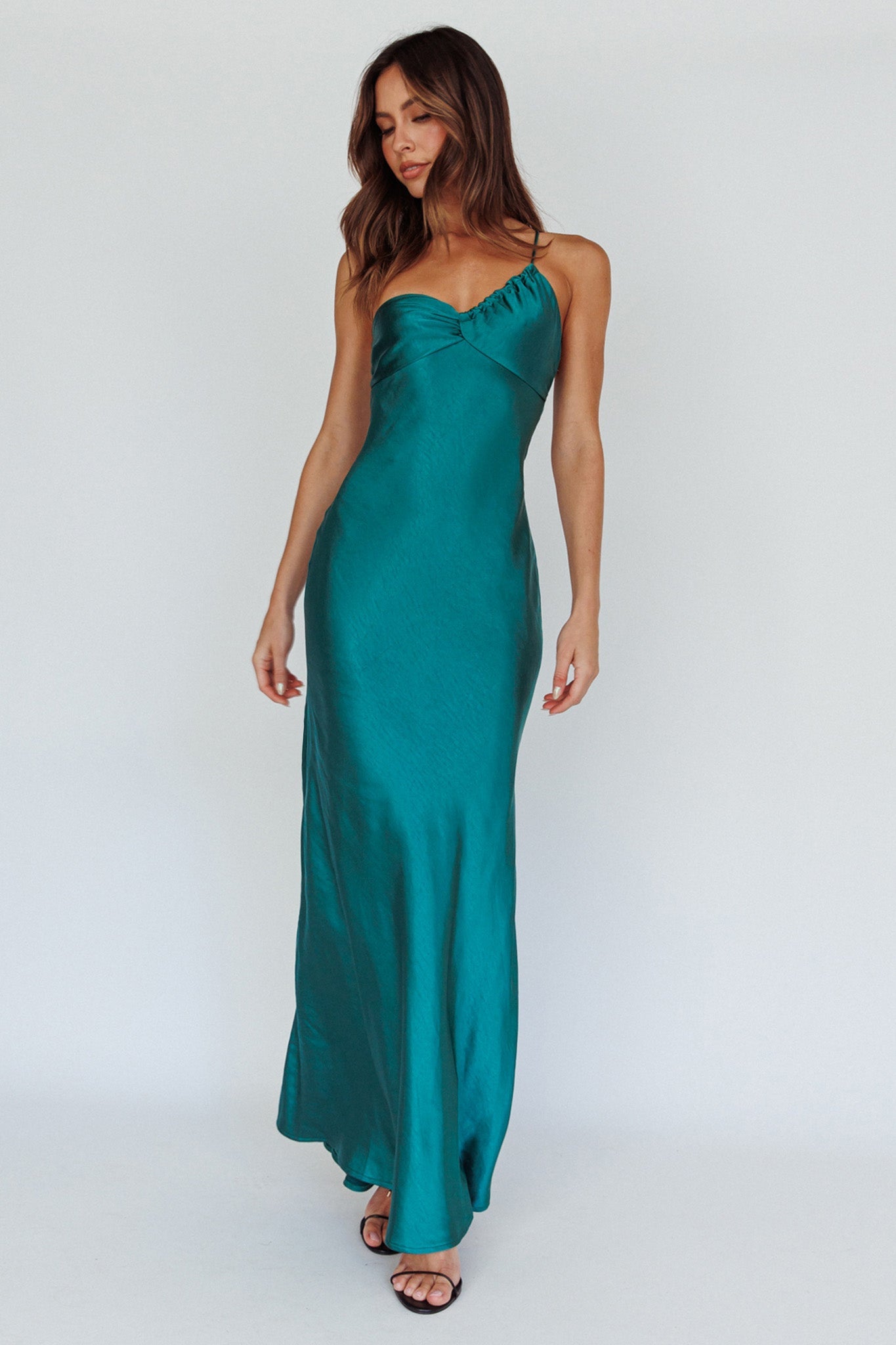 Twilight Tango One-Shoulder Maxi Dress Forest Green