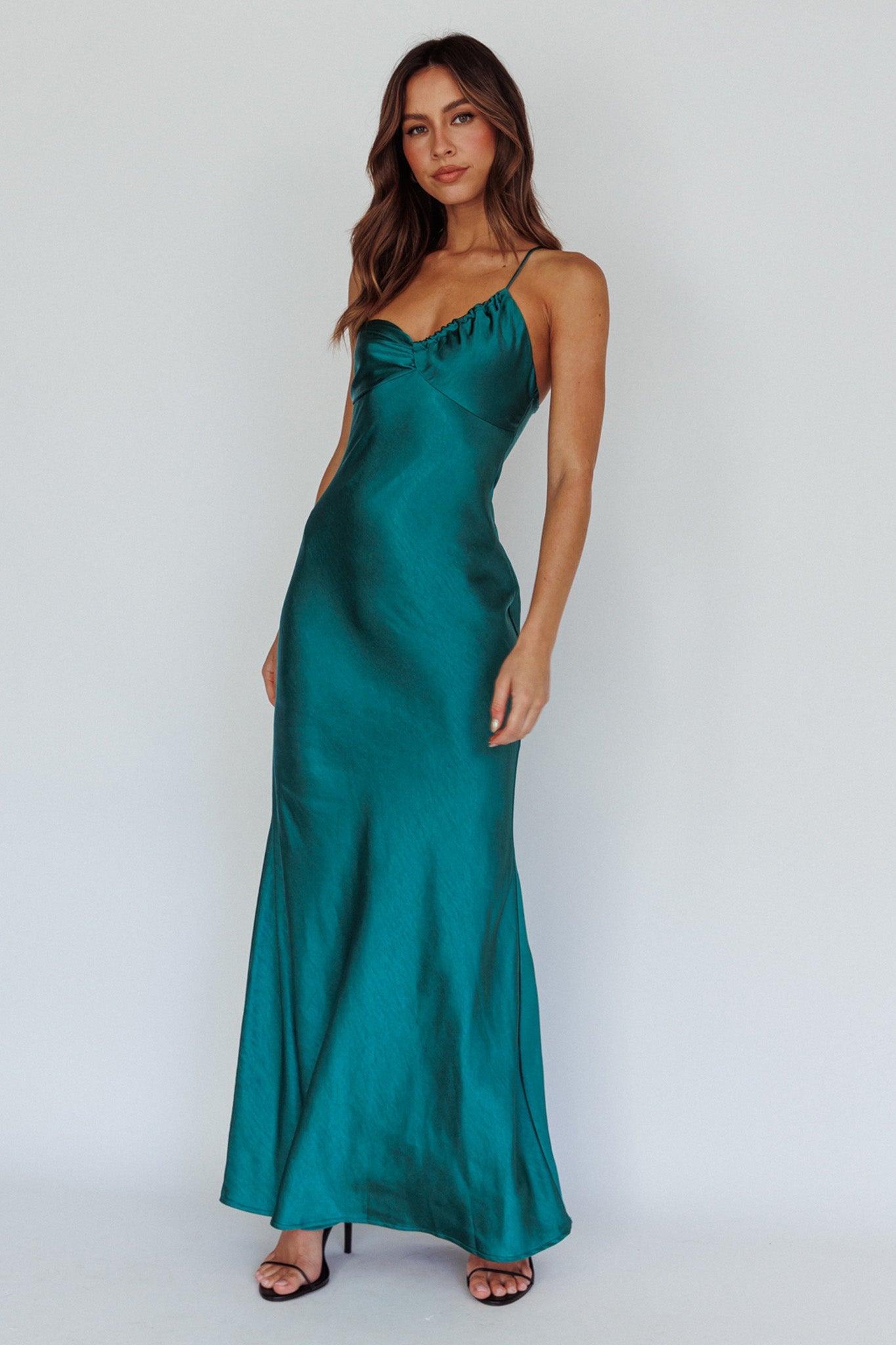 Twilight Tango One-Shoulder Maxi Dress Forest Green