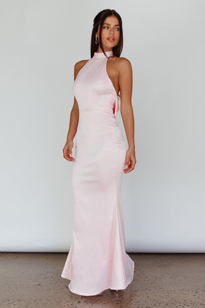 Fifth Avenue Bow Back Maxi Dress Baby Pink