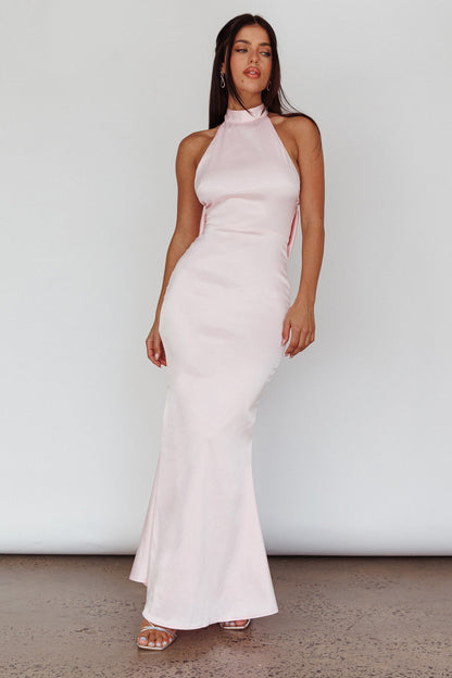 Fifth Avenue Bow Back Maxi Dress Baby Pink