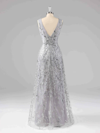 Veda Classic V-Neck A-line Formal Dresses with Sequins