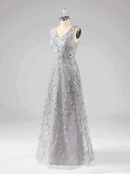Veda Classic V-Neck A-line Formal Dresses with Sequins