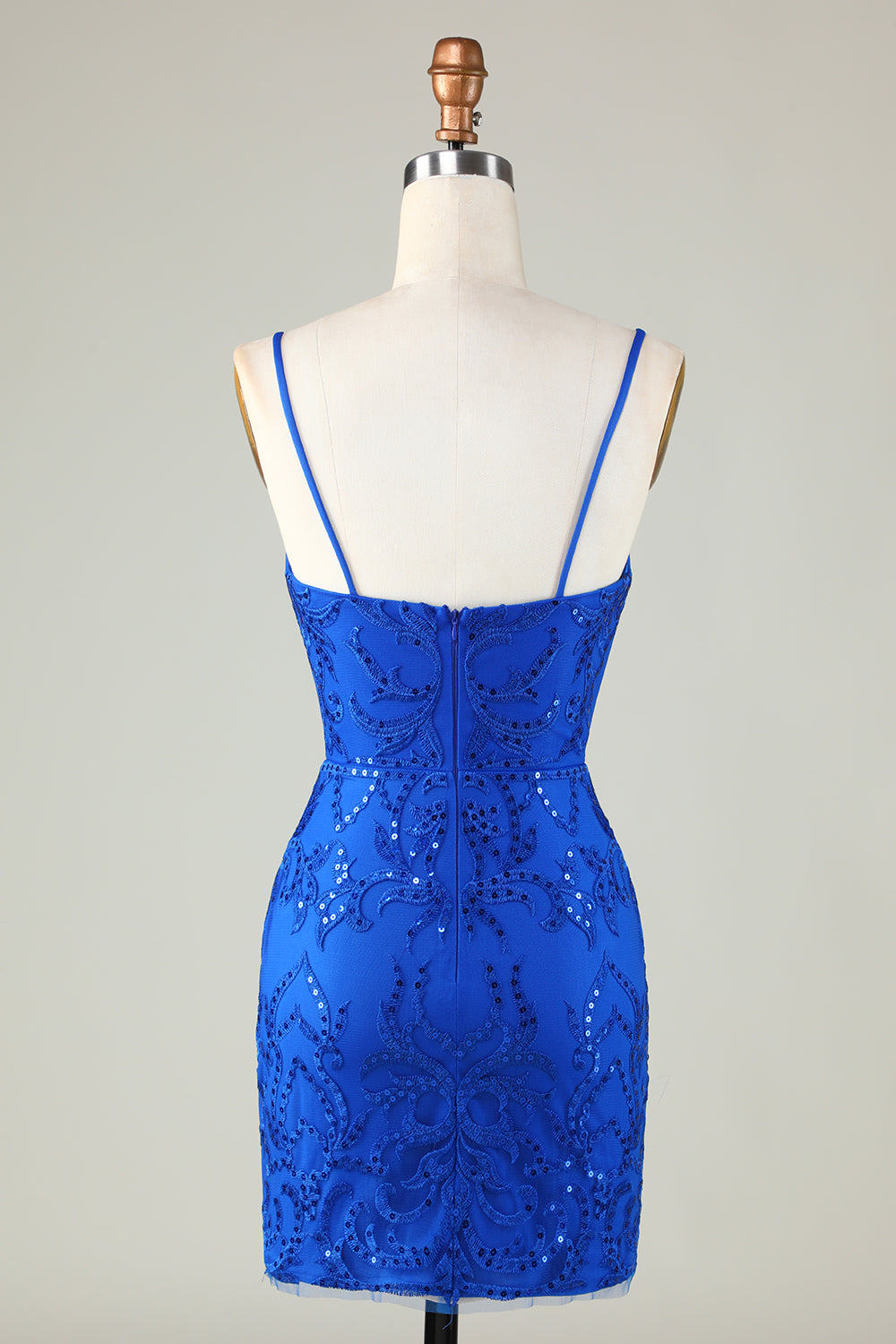 Sparkly Royal Blue Sequins Spaghetti Straps Tight Short Homecoming Dresses