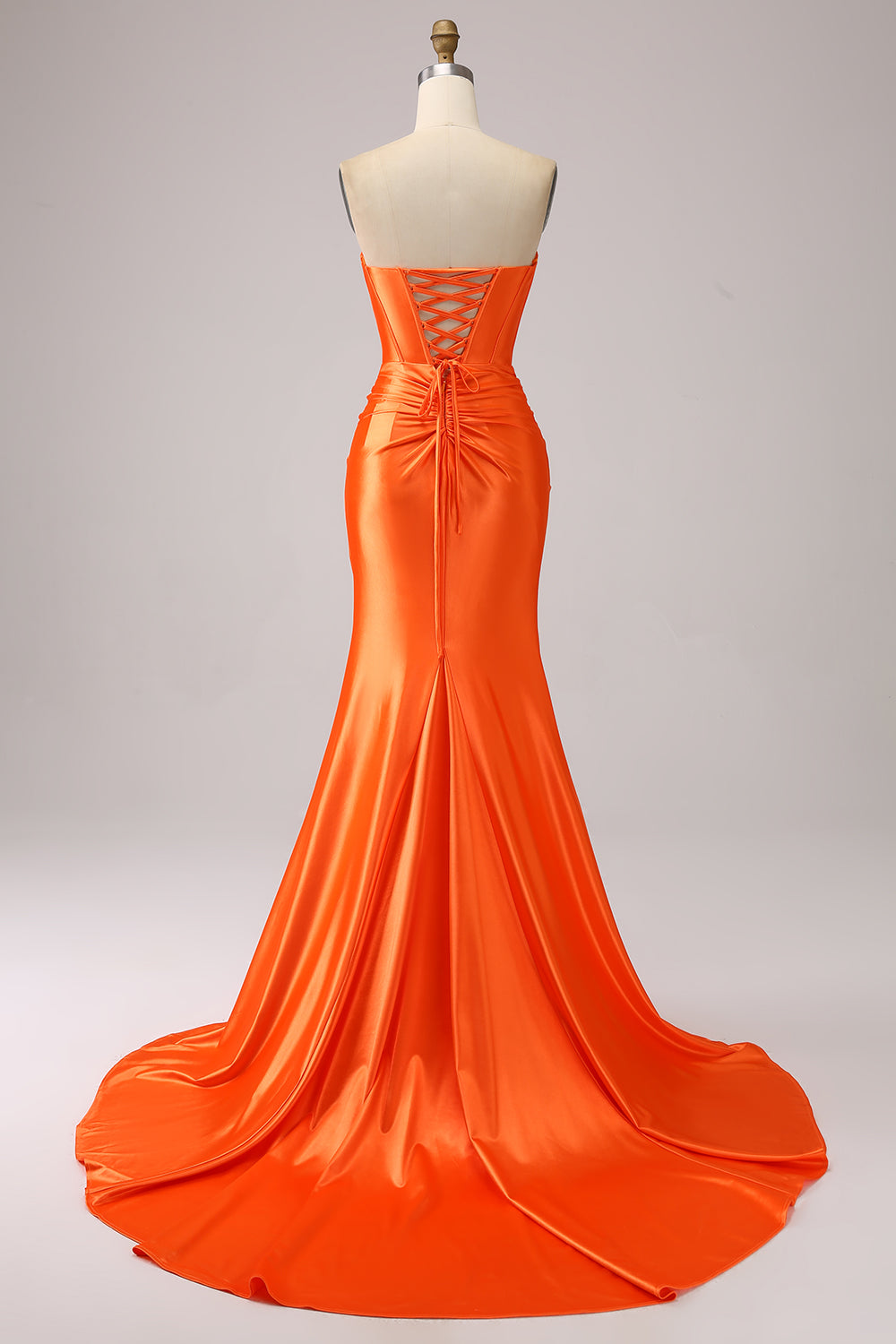 Orange Mermaid Sweetheart Corset Long Sparkly Prom Dress with Slit